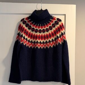 Navy Fair Isle Turtleneck Sweater